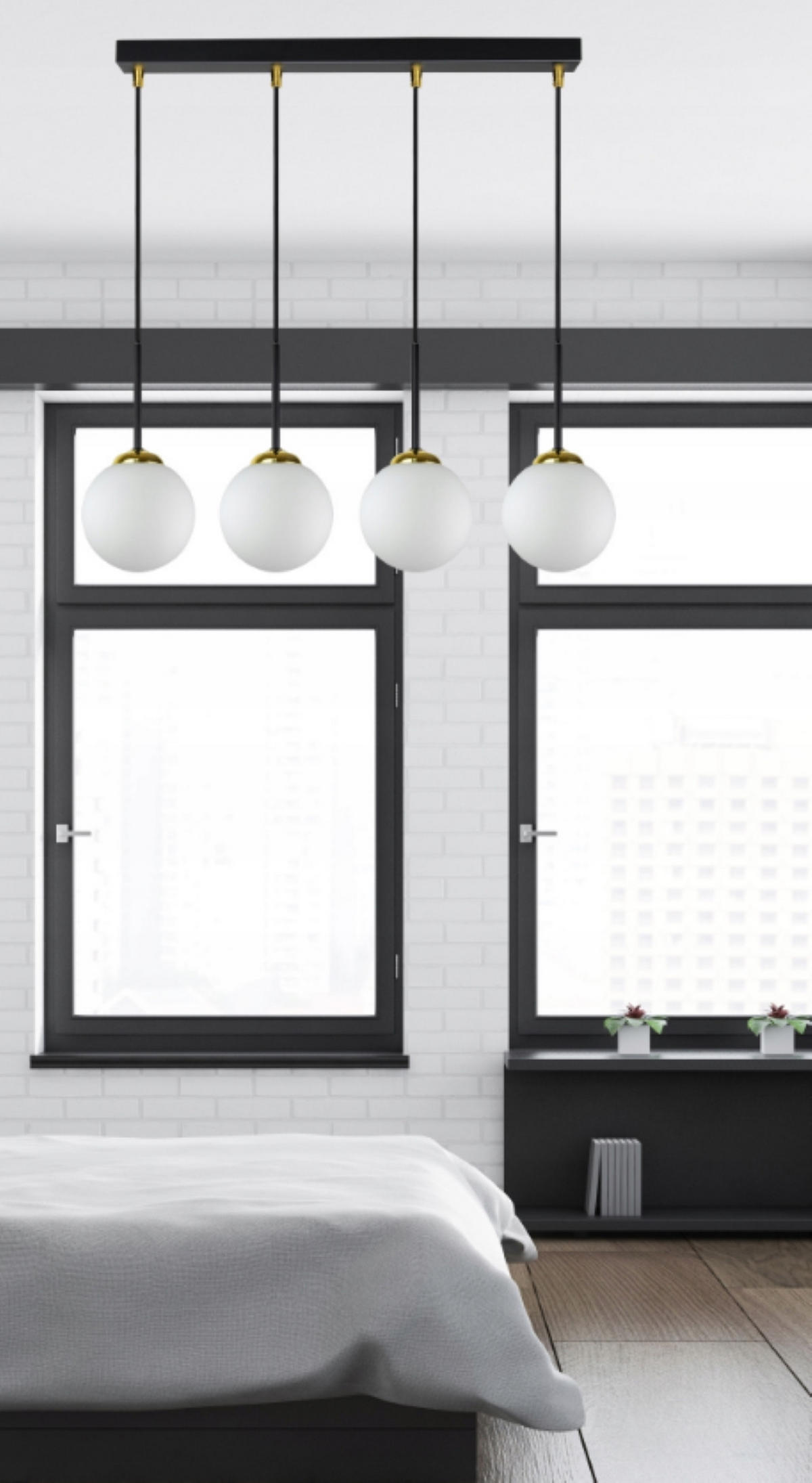 PENDELLEUCHTE Milano Glas - Goldfarben/Schwarz, Glas/Metall (14/65/80cm) - kiki design