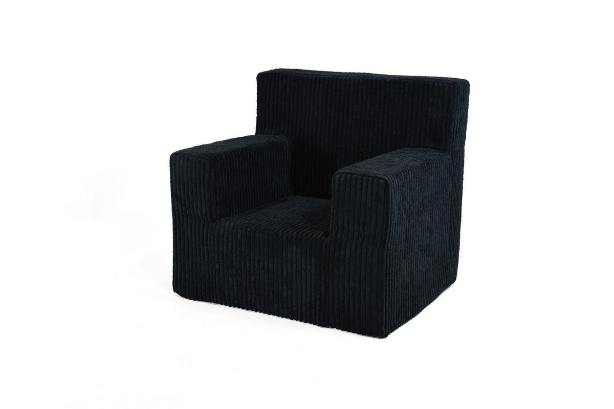 KINDERSESSEL aus Kuschel-Cord in Schwarz - Schwarz, Textil (51/47/33cm) - Fortisline