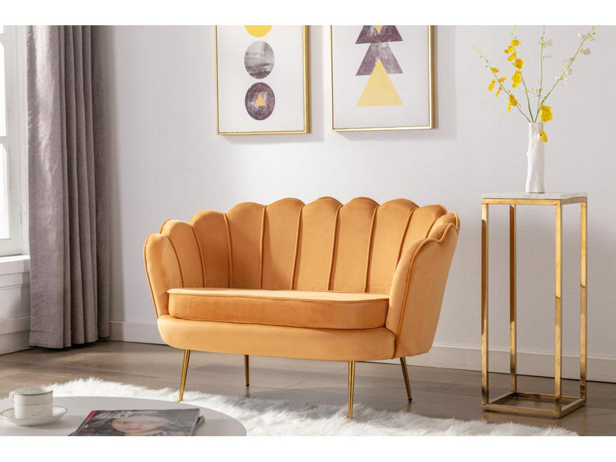 MUSCHELSOFA 2-Sitzer - Samt - Senfgelb - DANDELION - Gelb, Textil (73/78/124cm) - Pascal Morabito