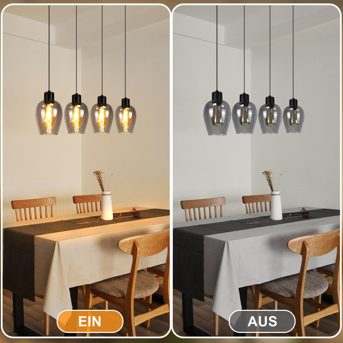 PENDELLEUCHTE Daphne 70/5/120 cm - Schwarz, Glas (70/5/120cm) - ZMH