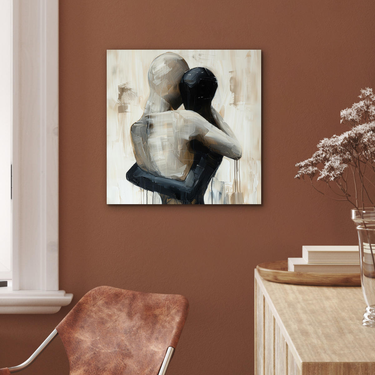 KOVOVÝ OBRAZ Abstraktné - Láska - Čiernobiele - Moderné 50x50 cm - čierna, kov (50/50cm) - MuchoWow