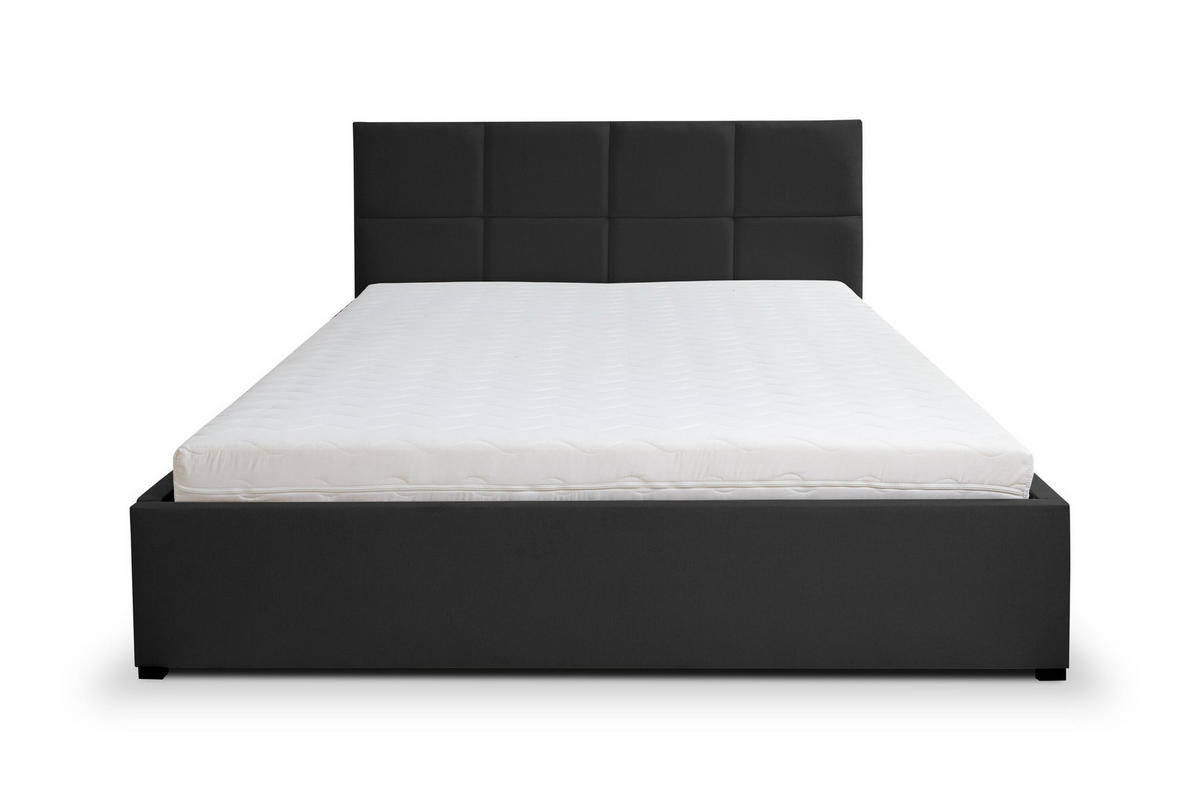 POLSTERBETT BETTY mit Kopfteil, 160 x200 cm, Doppelbett mit Bettkasten und Lattenrost aus Velourstoff, Velourstoff, Frabe: Schwarz - Schwarz, Holz/Kunststoff (160/200cm) - VENASI MÖBEL