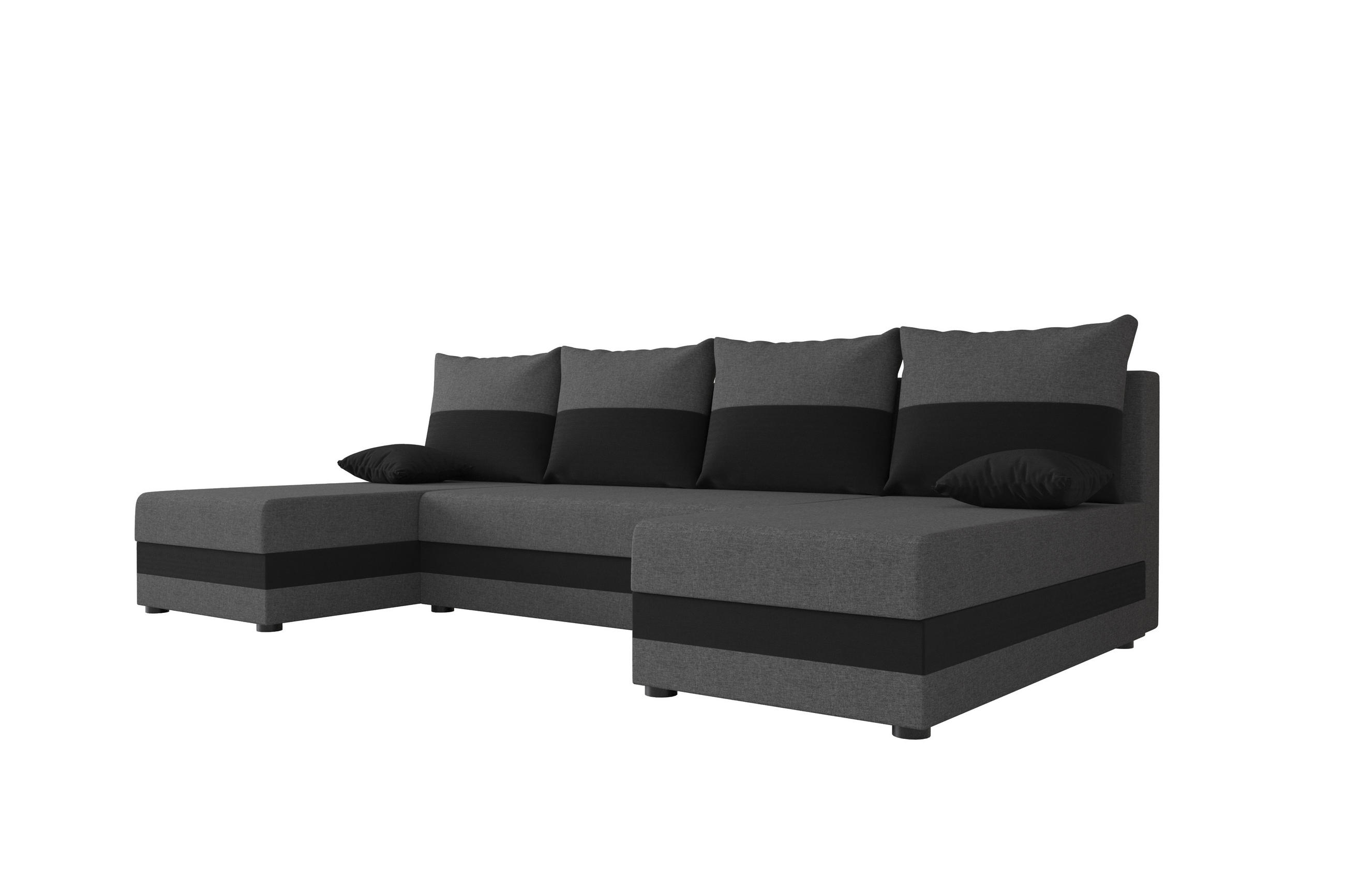 WOHNLANDSCHAFT HEWLET U Sawana 05+14 mit Schlaffunktion - Dunkelgrau, Textil (310/80/140cm) - Bedante