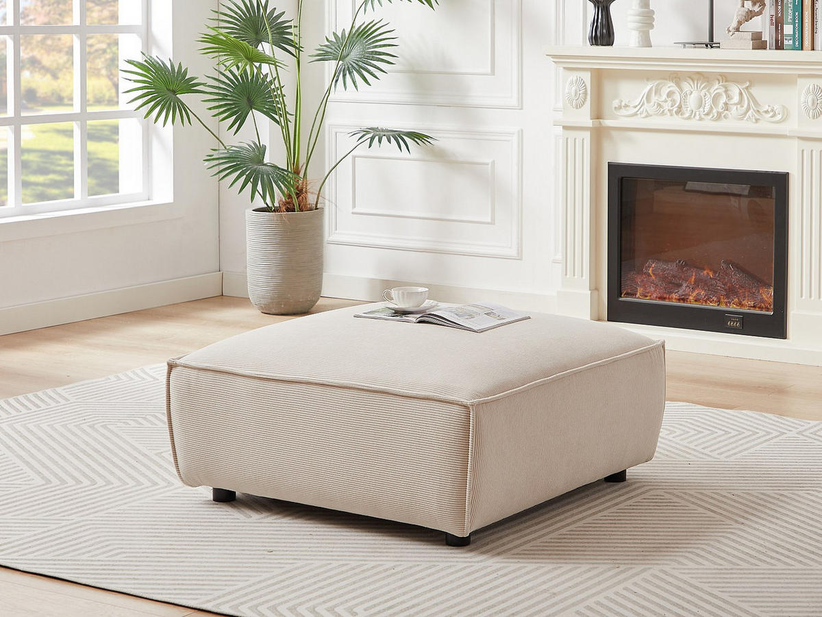SITZHOCKER - 1 Person - Samt, Stoff - Beige - BORORE - Beige, Textil (95/44/95cm) - Vente-Unique