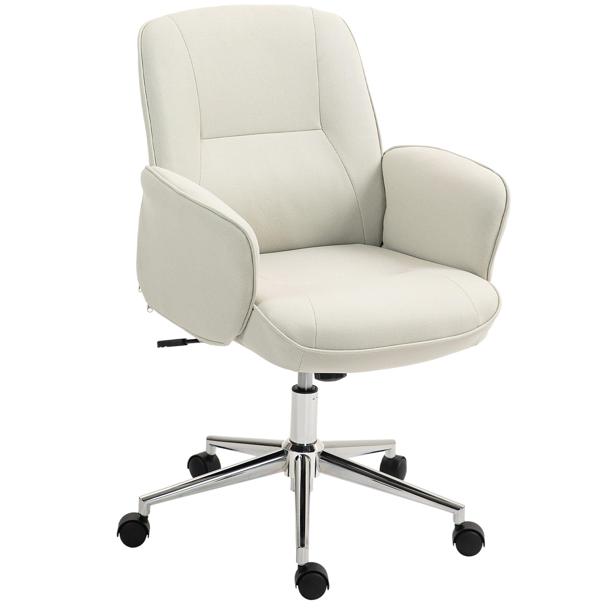 BÜROSTUHL Schreibtischstuhl höhenverstellbarer Drehstuhl Mikrofaser Cremeweiß - Creme, Kunststoff (69/102/67cm) - Vinsetto