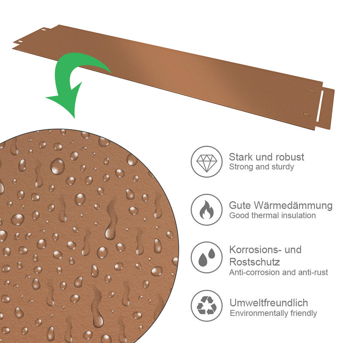 RASENKANTE Braun 100 x 18 cm 20 Meter - Braun, Metall (100/18/0.7cm) - Vicco
