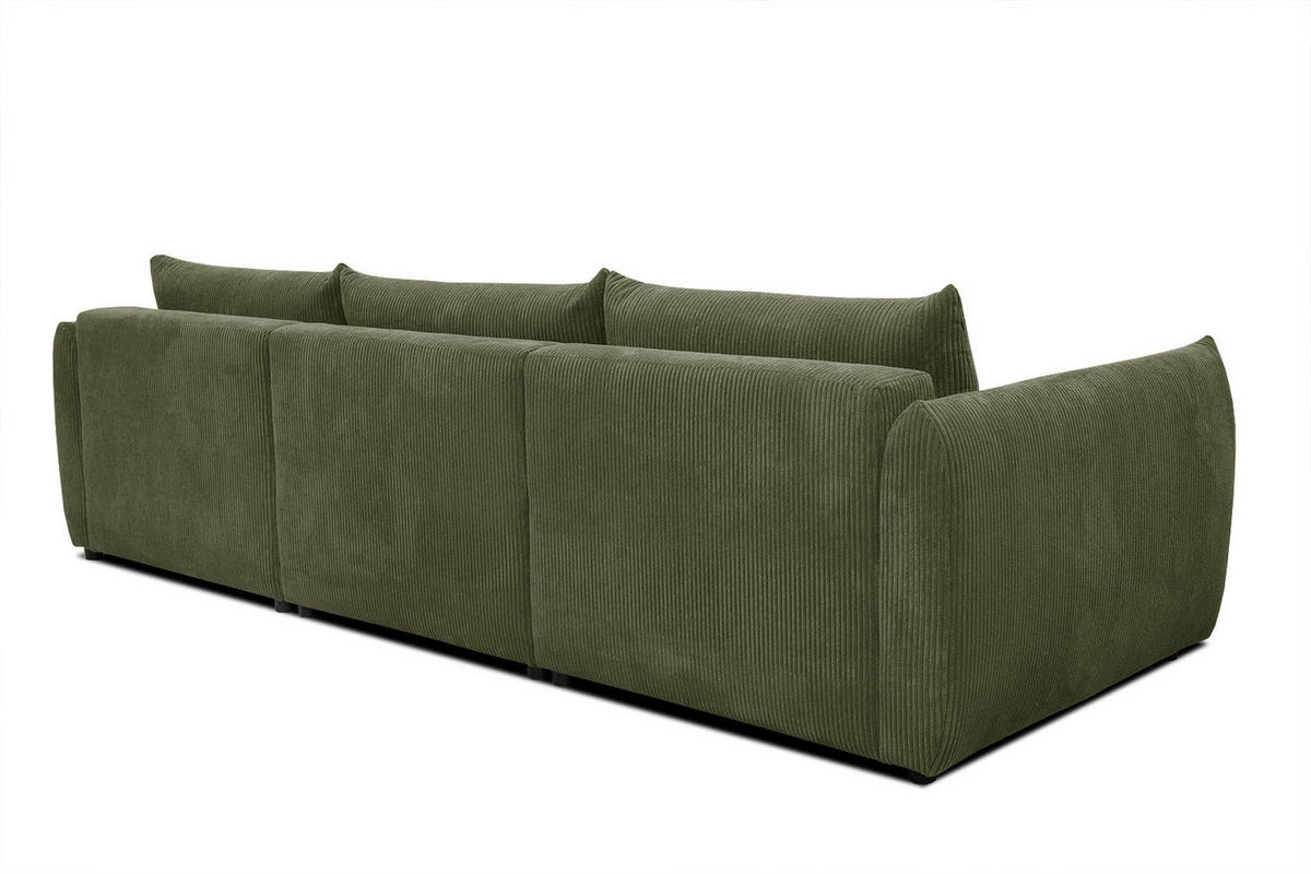 ECKSOFA TAUER 5-Sitzer, olivgrün - Schwarz/Olivgrün, Holzwerkstoff/Kunststoff (294/173cm) - Courtois Laville