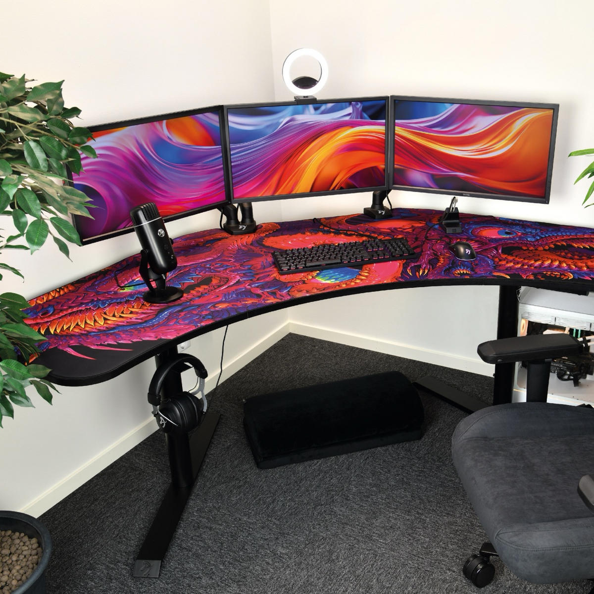 GAMINGTISCH Arena Angelo 225/71/71-81 cm Crawling Chaos - Schwarz, Metall (71/225/71cm) - Arozzi