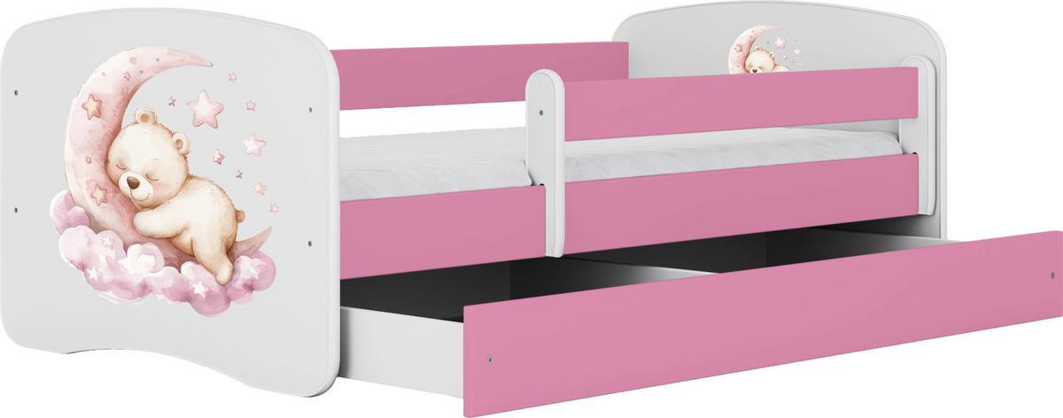 KINDERBETT Emily mit Schublade und Matratze, Rosa 70x140 cm - Roségold/Rosa, Holzwerkstoff (140/70cm) - WFL GROUP