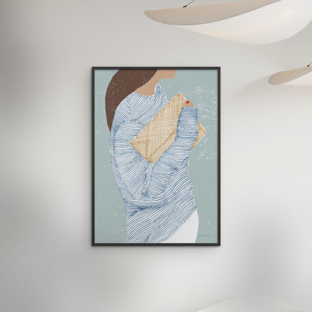 POSTER mit Rahmen Wild Apple - Striped I - Blau/Schwarz, Holz/Papier (30/40cm) - Poster&Frame