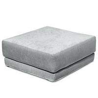 POLSTERHOCKER mit Wechselbezug - Webstoff - Hellgrau/Schwarz, Holz/Kunststoff (92/45/92cm) - home24