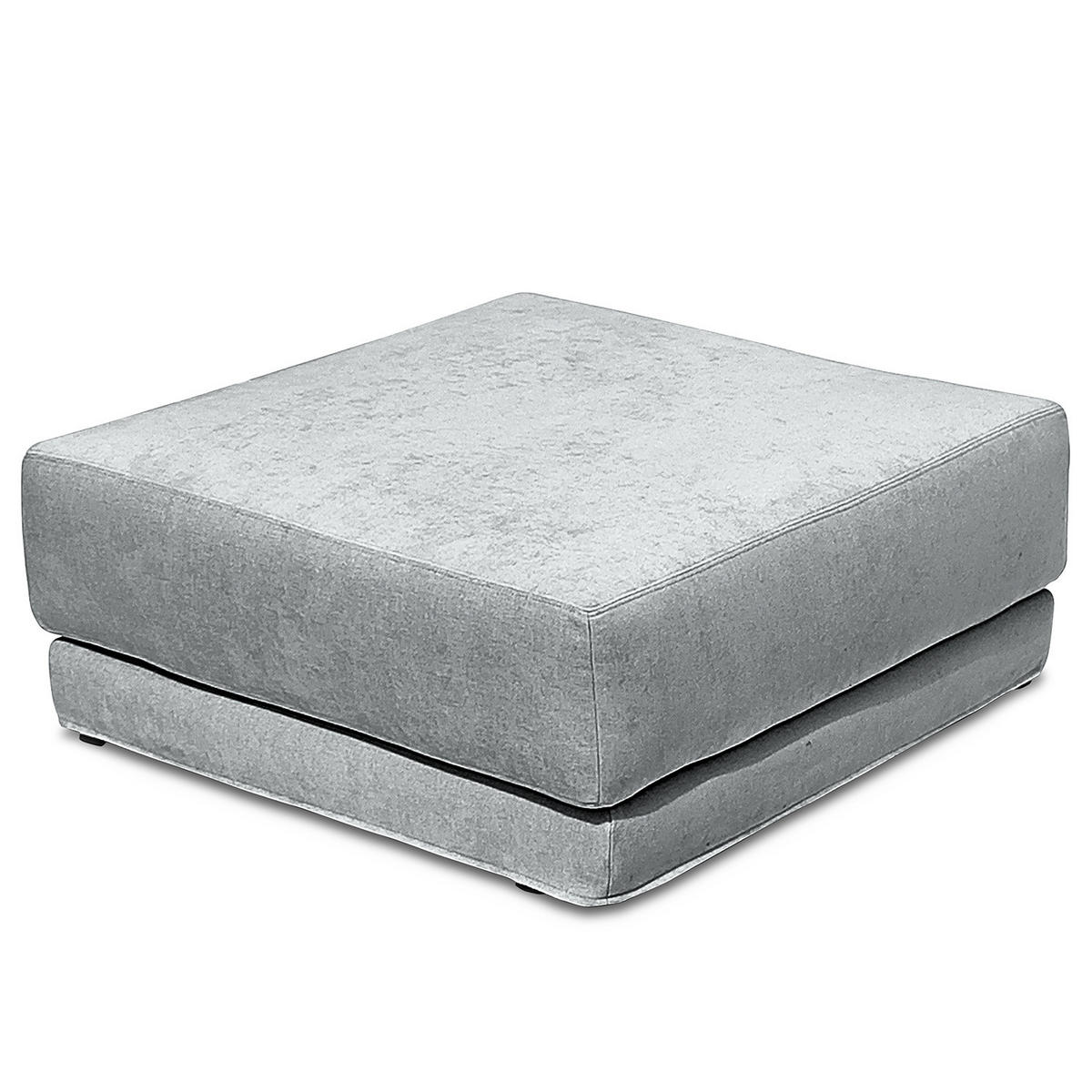 POLSTERHOCKER mit Wechselbezug - Webstoff - Hellgrau/Schwarz, Holz/Kunststoff (92/45/92cm) - home24