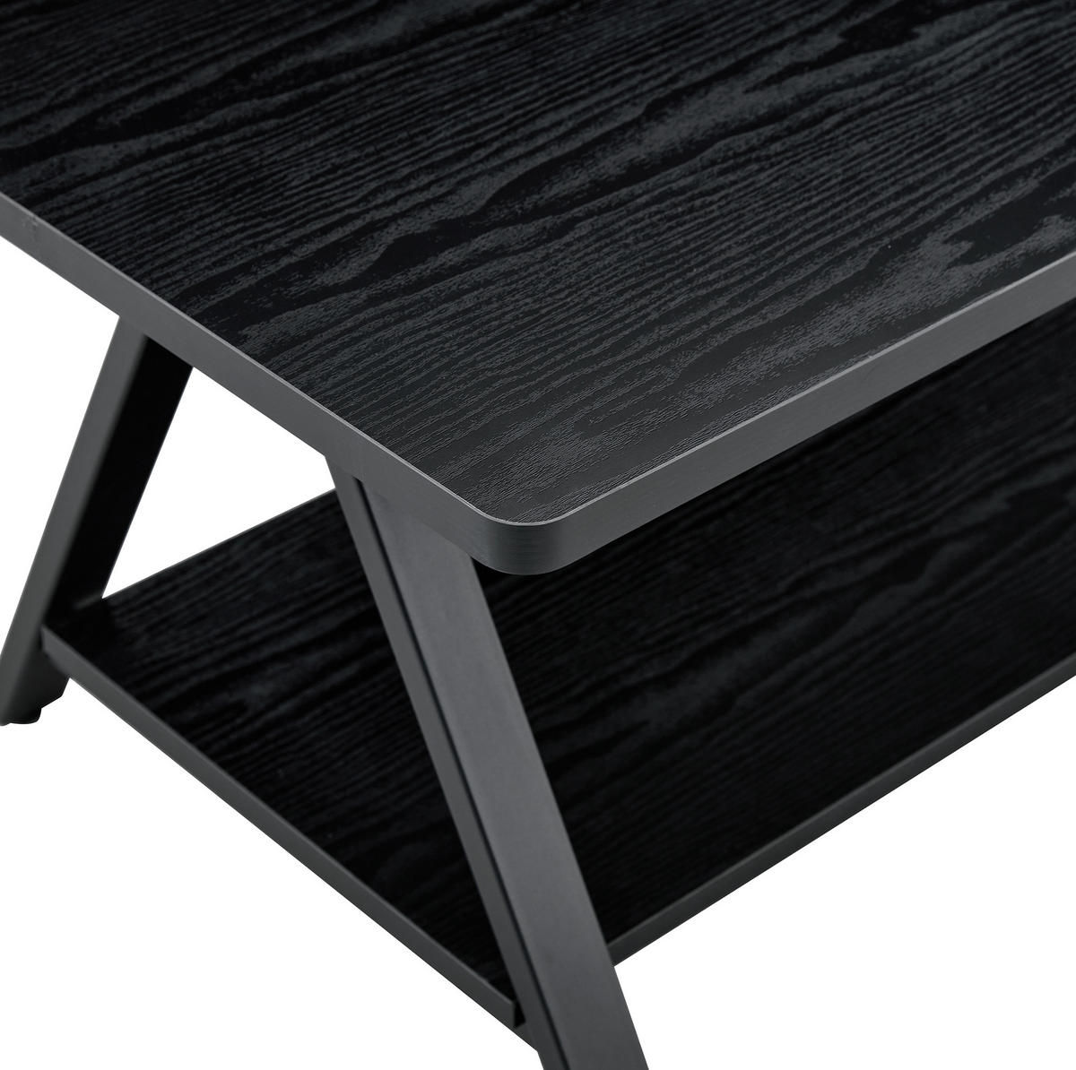 COUCHTISCH aus MDF und Metall 110x57x44,5 cm in Schwarz mit Stauraumablage - Schwarz, Holzwerkstoff (110/57/44.5cm) - Modfu
