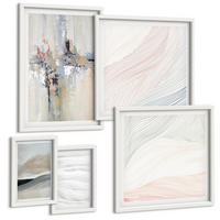 BILDER SET 5er Set - 50x50 cm & 20x30 cm & 40x60 cm Weißer Rahmen - Abstrakte Erdmuster - Weiß, Kunststoff (40/60cm) - TULUP