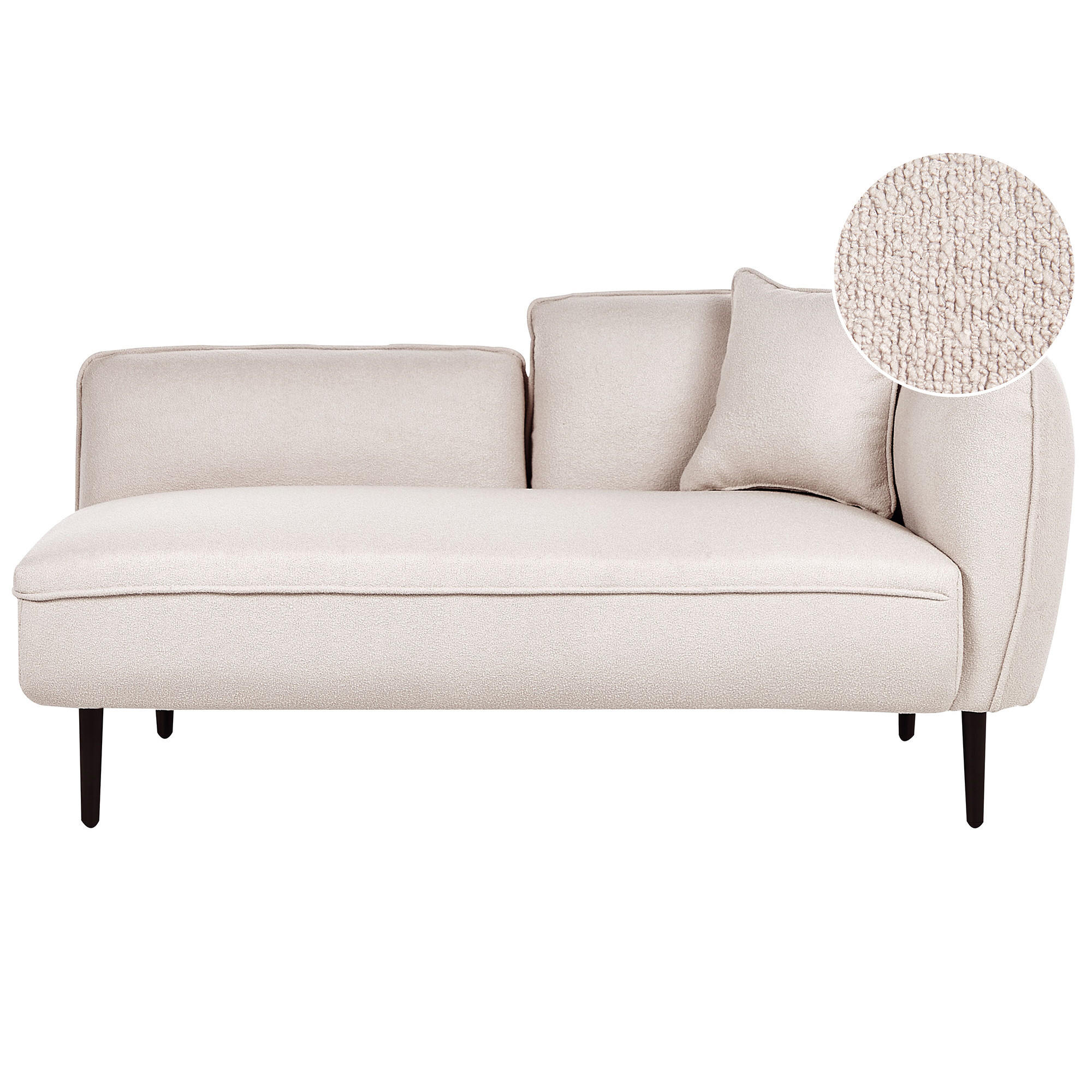CHAISELONGUE Bouclé hellbeige rechtsseitig Chevannes - Beige/Schwarz, Textil (138/74/77cm) - Beliani