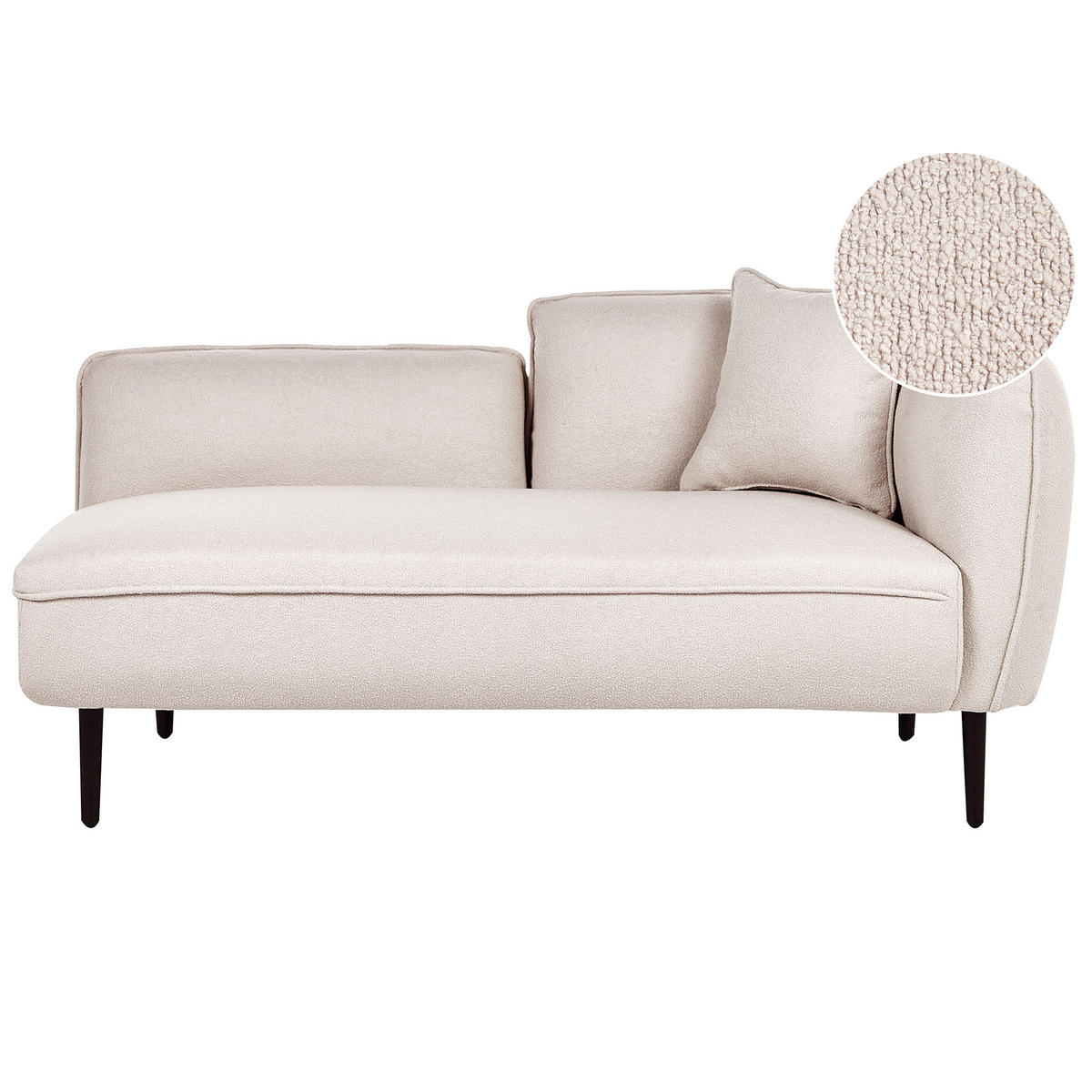 CHAISELONGUE Bouclé hellbeige rechtsseitig Chevannes - Beige/Schwarz, Textil (138/74/77cm) - Beliani