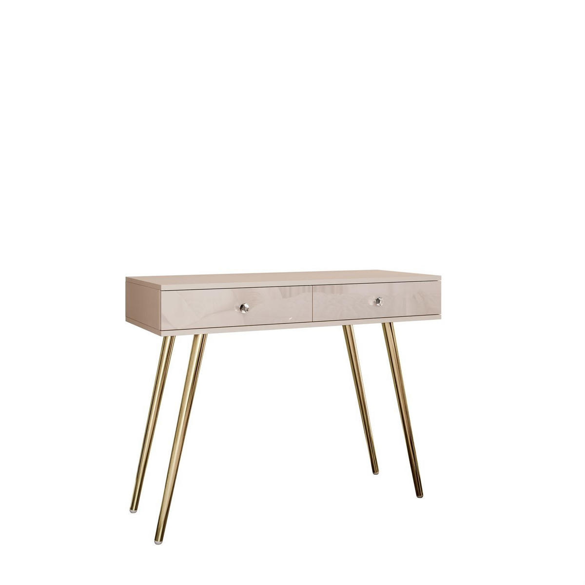 KONSOLE SIENNA KASCHMIR auf schrägen goldenen Beinen - Beige, Holzwerkstoff (100/81/42cm) - Lookway