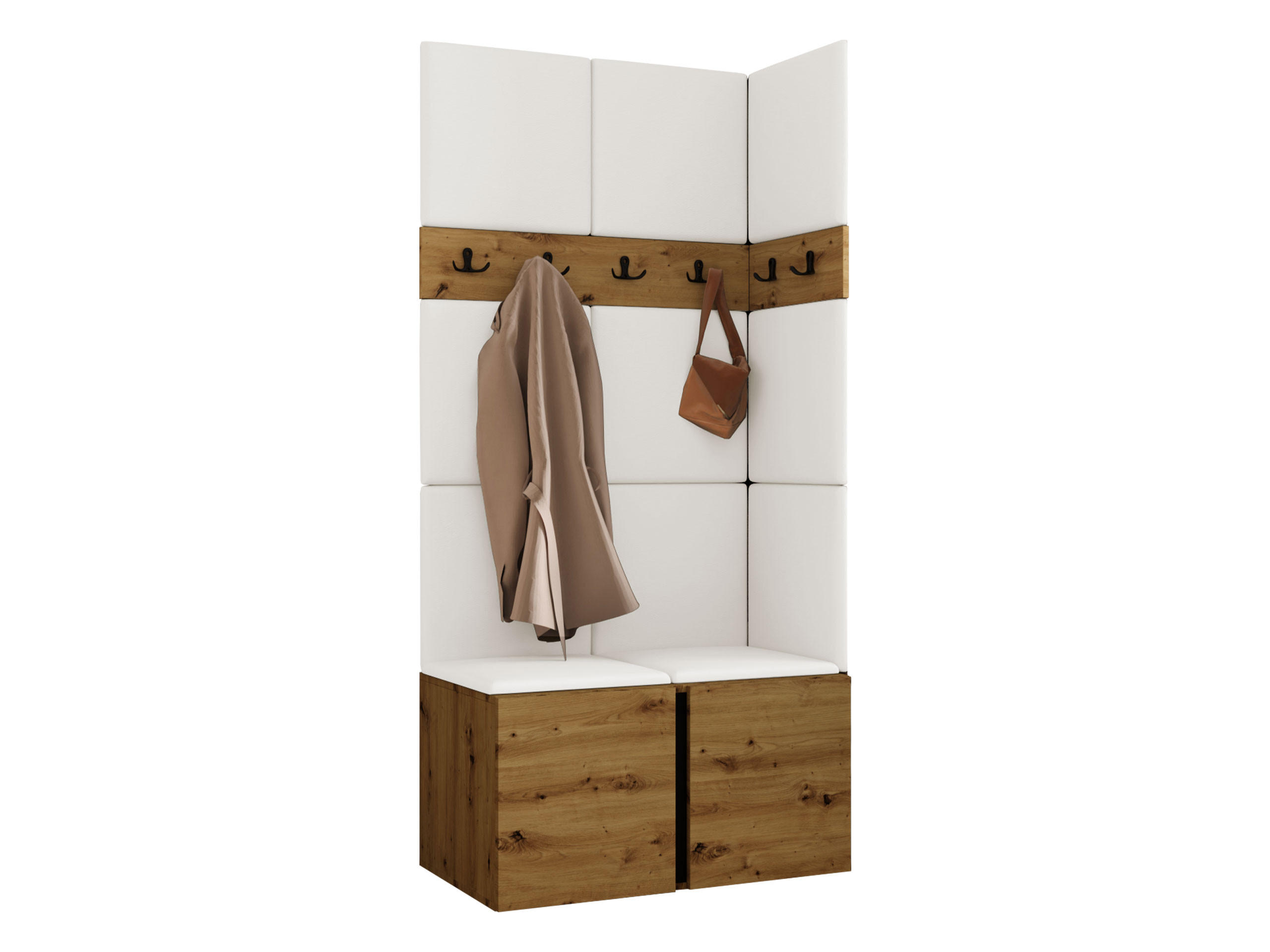 GARDEROBEN-SET Orion I - Eiche Artisan/Weiß, Holzwerkstoff/Kunststoff (84/186/46cm) - MIRJAN24