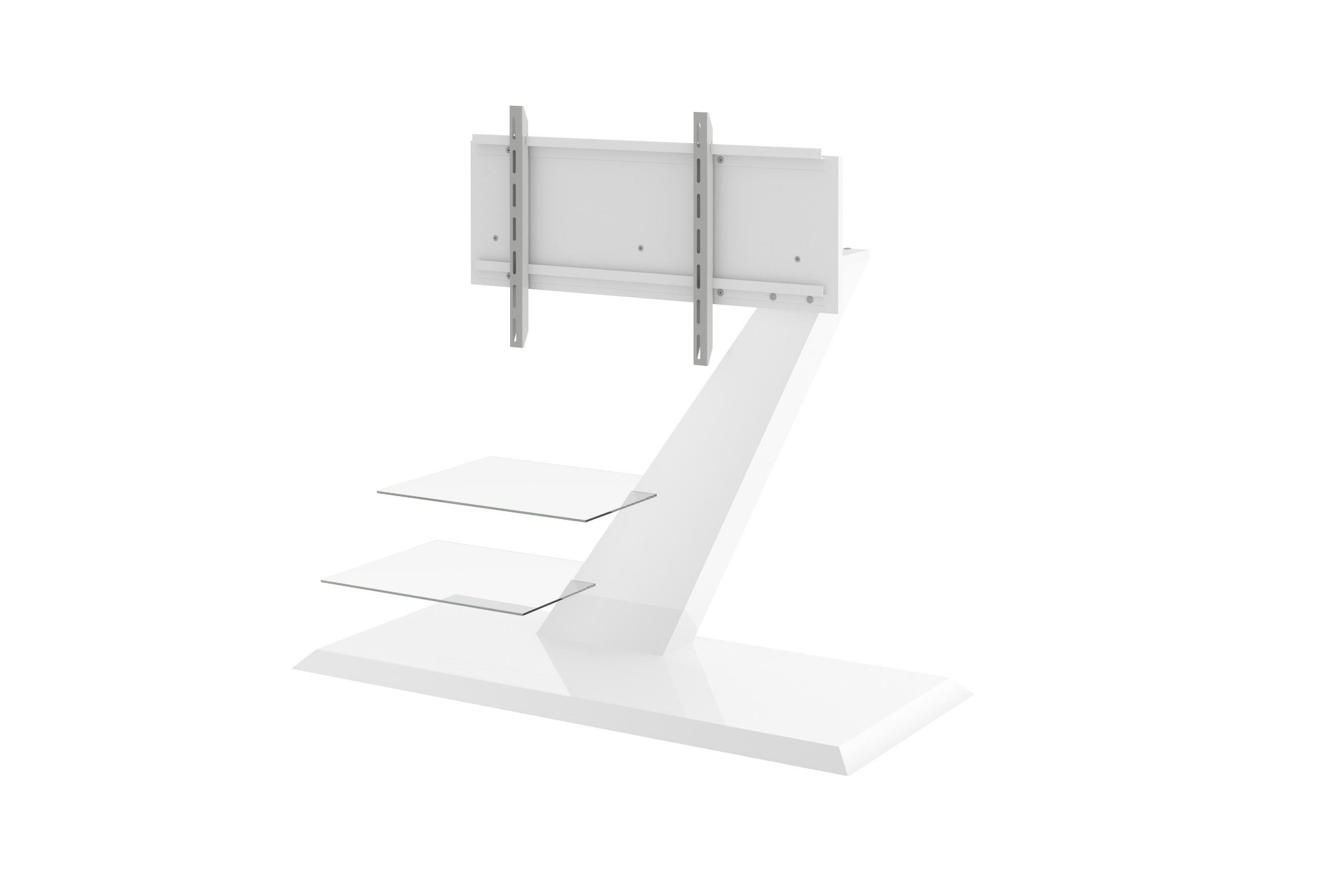 TV RACK rechteckig Weiß Hochglanz Glas 120/106/50 cm - Weiß Hochglanz, Holzwerkstoff (120/106/50cm)