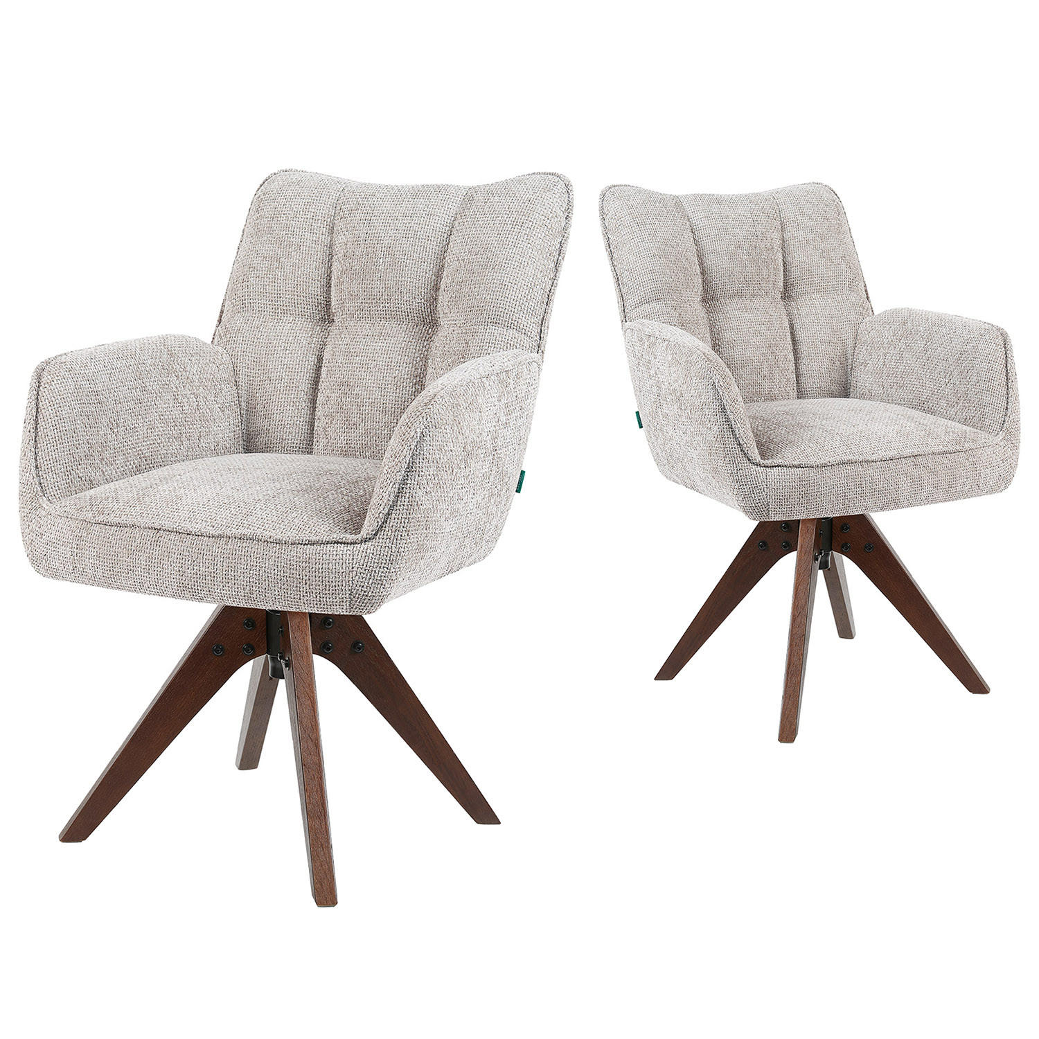 DREHSTUHL Mika-Theo 2er-Set - Nussbaumfarben/Hellgrau, Eichenholz/Holz (59/84/66cm) - DUBI Möbel