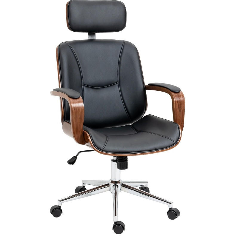 BÜROSTUHL ergonomisch höhenverstellbar 66 x 65 x 115-125 cm Kunstleder Schwarz - Schwarz, Kunststoff (65/125/66cm) - Meubliv