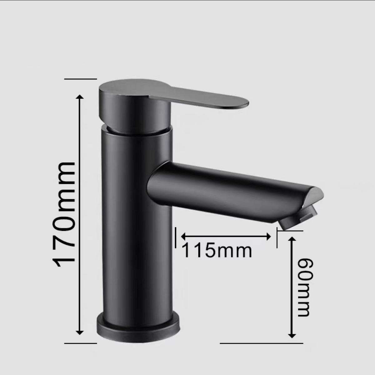 BADEZIMMERARMATUR, 17 cm hoch, schwarz - Schwarz, Metall (20/10/15cm) - Vallsero