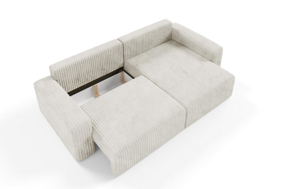 ECKSOFA mit Schlaffunktion Cord Beige - Beige, Textil (244/149cm) - Furnisell