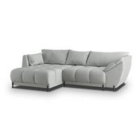 ECKSOFA VESTANO L-S Hellgrau Velours-Stoff mit Schlaffunktion - Hellgrau, Holz (287/182cm) - MASSENO