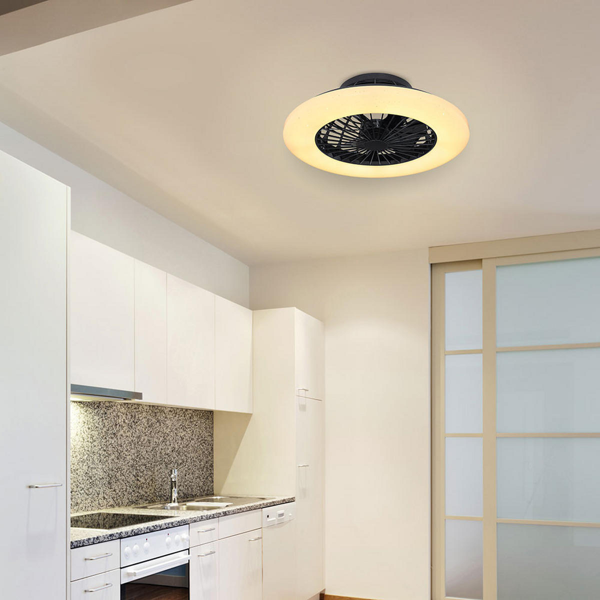 LED DECKENLEUCHTE Deckenventilator Weiß - Weiß, Metall (50/50/17.5cm) - Globo Lighting