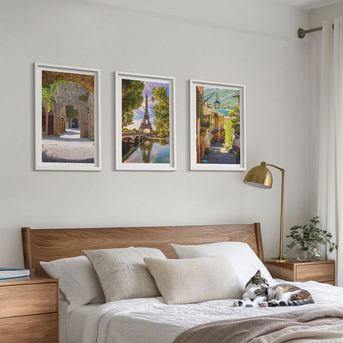 BILDER SET 3er Set - 40x60 cm Weißer Rahmen - Straßen der Eiffel-Architektur - Weiß, Kunststoff (40/60cm) - TULUP