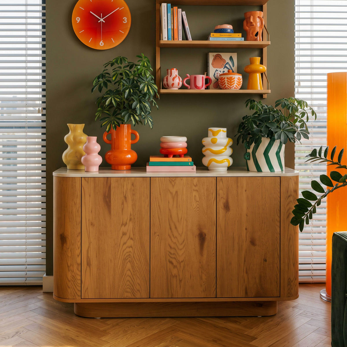 SIDEBOARD, helles Holz - Beige, Holz (120/75/40cm) - Oviala