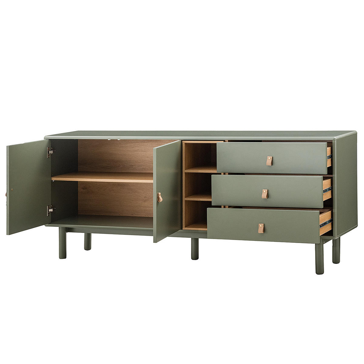 SIDEBOARD - 180 CM - Olivgrün, Holzwerkstoff (180/75/40cm) - home24