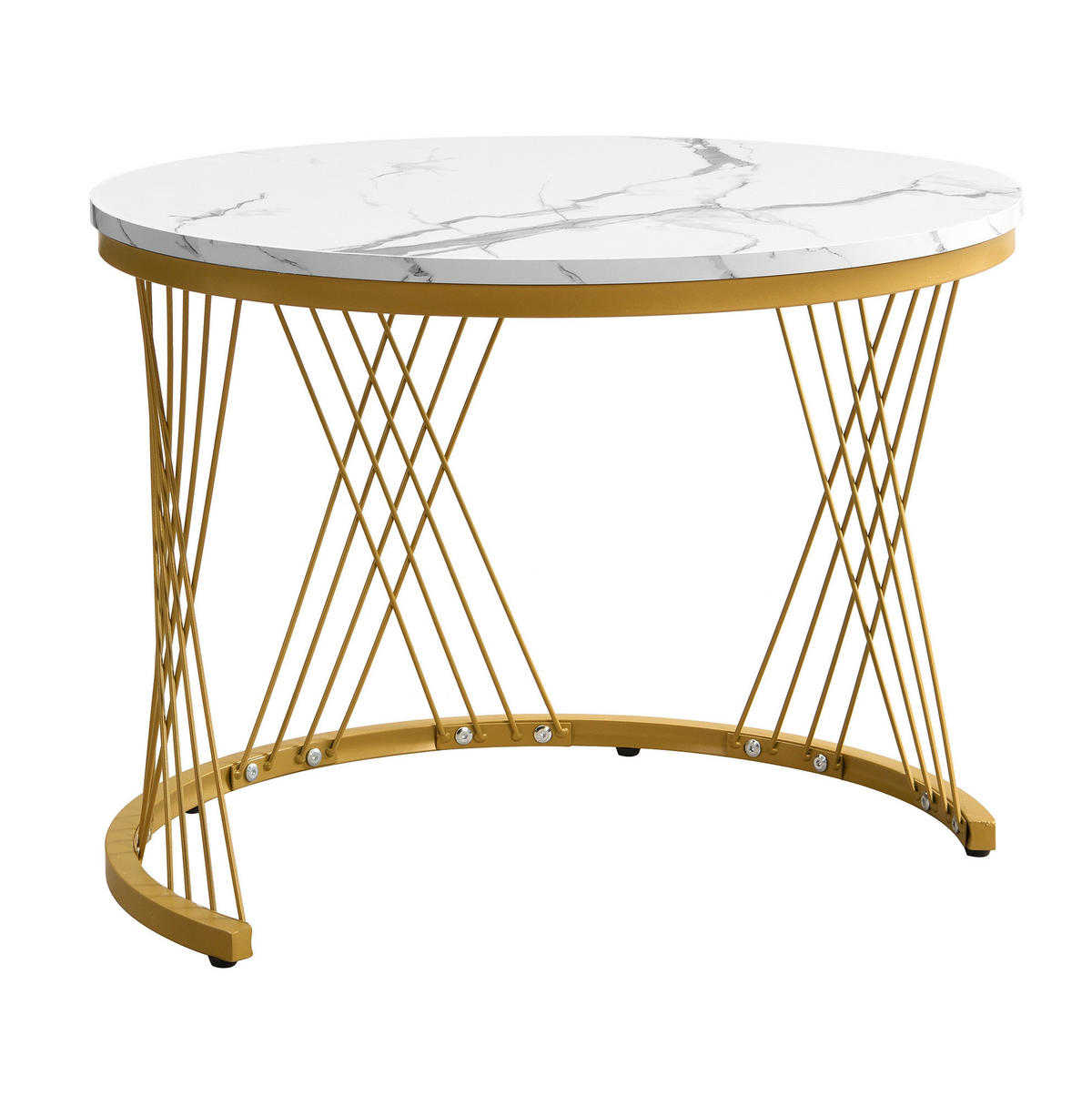 KLUB stolići set 60/60/46 i 50/50/30,8 cm bijeli od MDF-a s izgledom mramora i 2 ladice - bijela, drvni materijal (60/60/46cm) - OKWISH