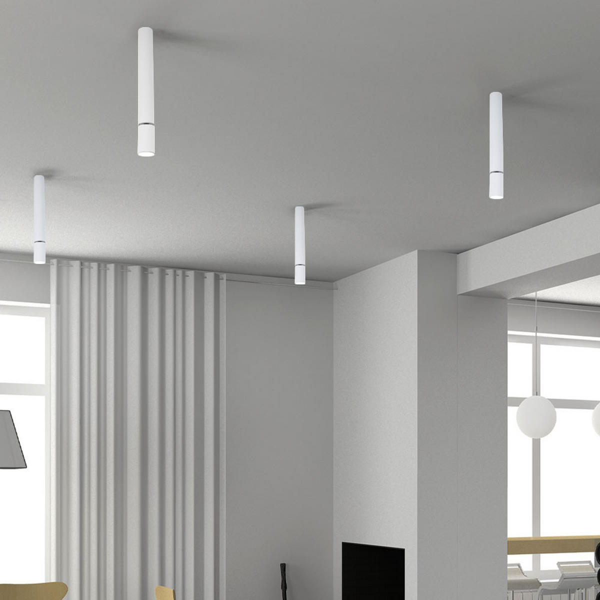 LED DECKENLEUCHTE Aluminium Weiß beweglicher Spot 2er Set - Weiß, Metall (4.5/4.5/38cm) - Globo Lighting