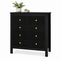 KOMMODE aus Spanplatte 79x39,5x80,5 cm Schwarz mit 5 Schubladen und Goldgriffen - Schwarz, Holzwerkstoff (80.5/80.5/39.5cm) - IVMEU