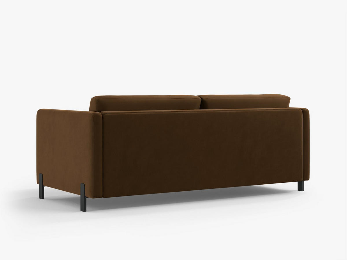 AUSKLAPPBARES-SOFA Gloria aus Samt Schokolade 3 Sitzplätze - Dunkelbraun, Textil (102/80/202cm) - Micadoni
