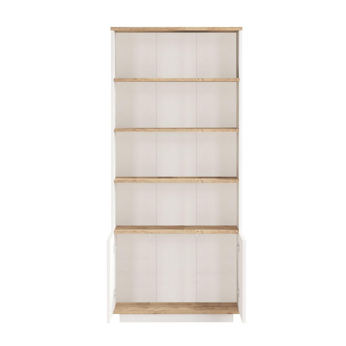 BÜCHERREGAL mit 2 Türen und 4 Ablagen in Atlantik-Kiefer und Weiß 75/26/168 cm - Weiß, Holzwerkstoff (26.8/168.3/16cm) - Calicosy