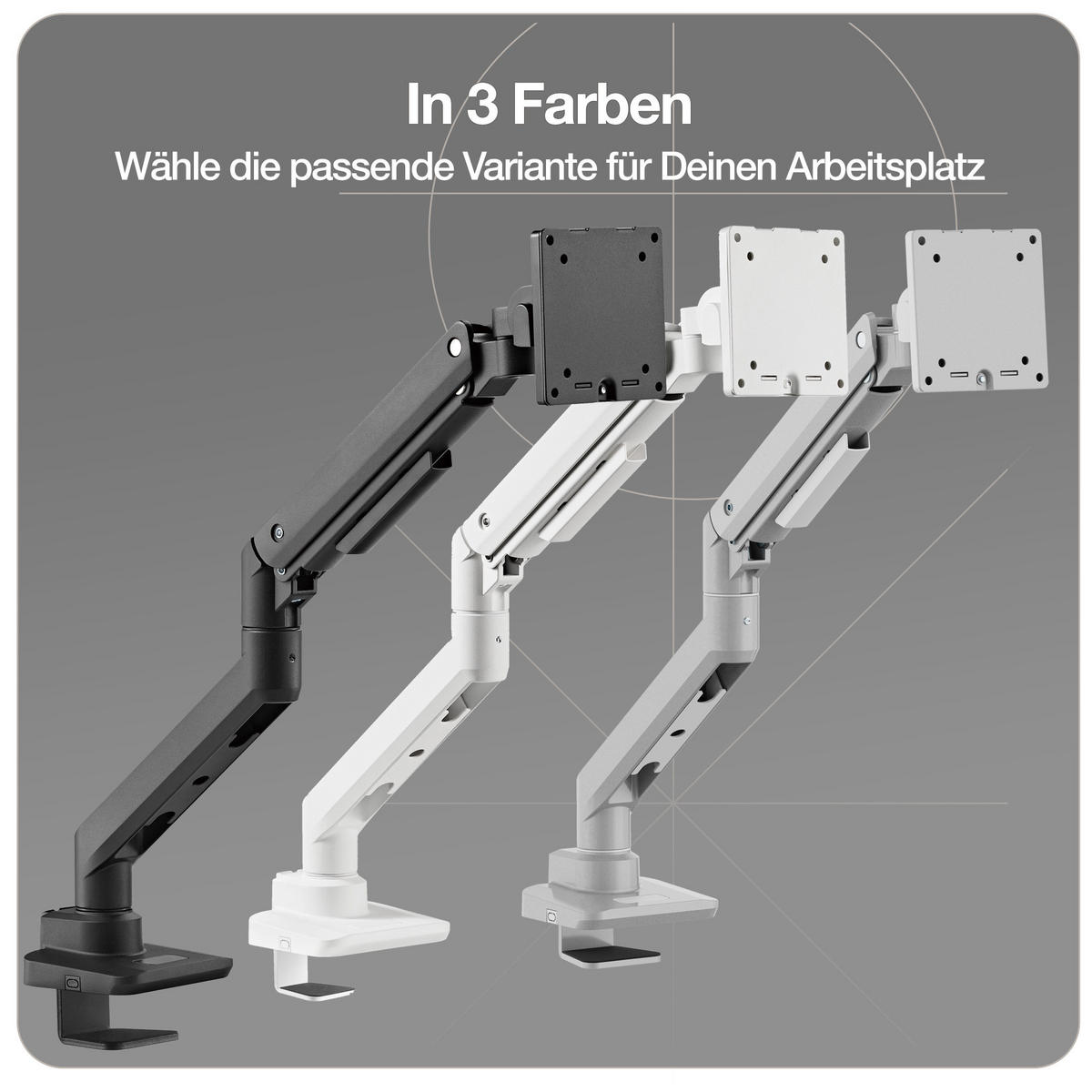 MONITORARM in schwarz mit Gasfeder für 17–49 Zoll Monitore bis 20kg / Schwarz - Schwarz, Metall (22/43/13cm) - ASSMANN