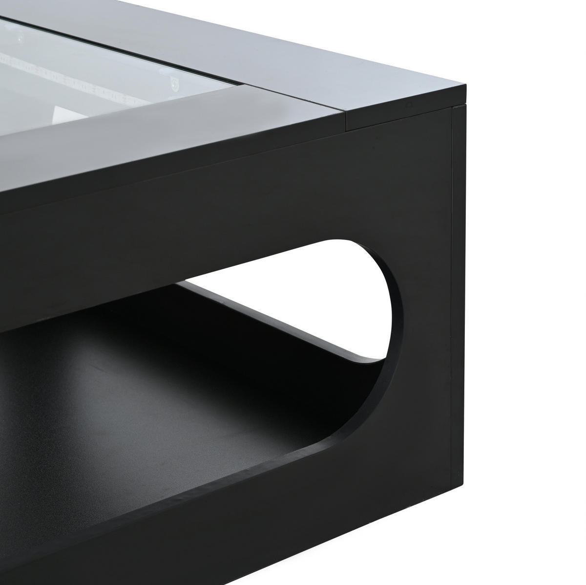 COUCHTISCH 70/70/35 cm schwarz aus MDF mit Glasplatte und LED-Beleuchtung - Schwarz, Holzwerkstoff (70/70/35cm) - OKMYHOME