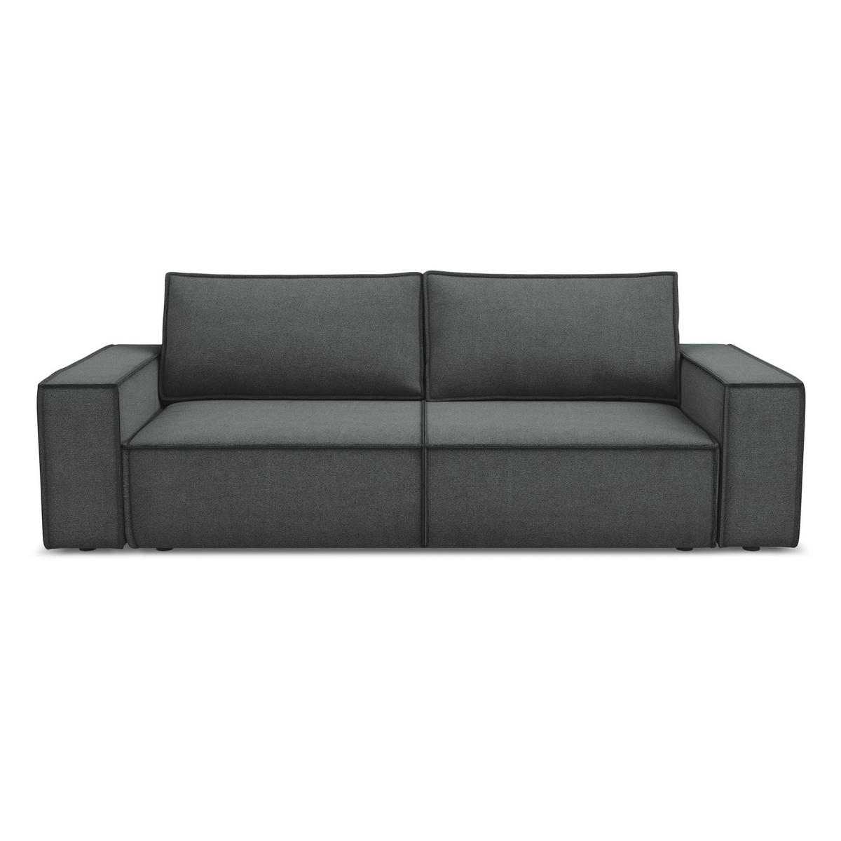 3-SITZER SOFA mit Schlaffunktion Strukturstoff Stoff Grau - Schwarz/Grau, Kunststoff/Textil (255/85/105cm) - LaMiaSofa