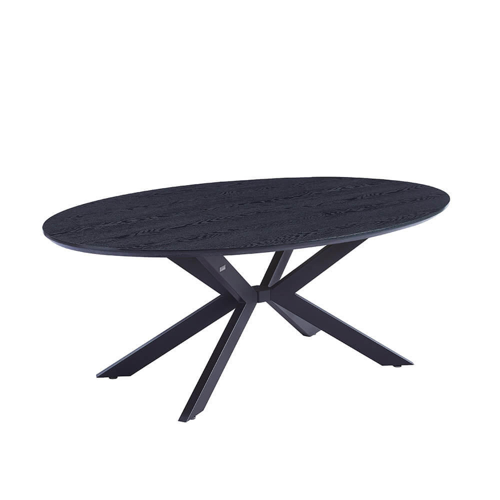 ESSTISCH Oval AVENTIS inkl. Sternfuß - 200 x 120 cm Dark Oak - Schwarz, Holz (200/120/4cm) - Home Deluxe