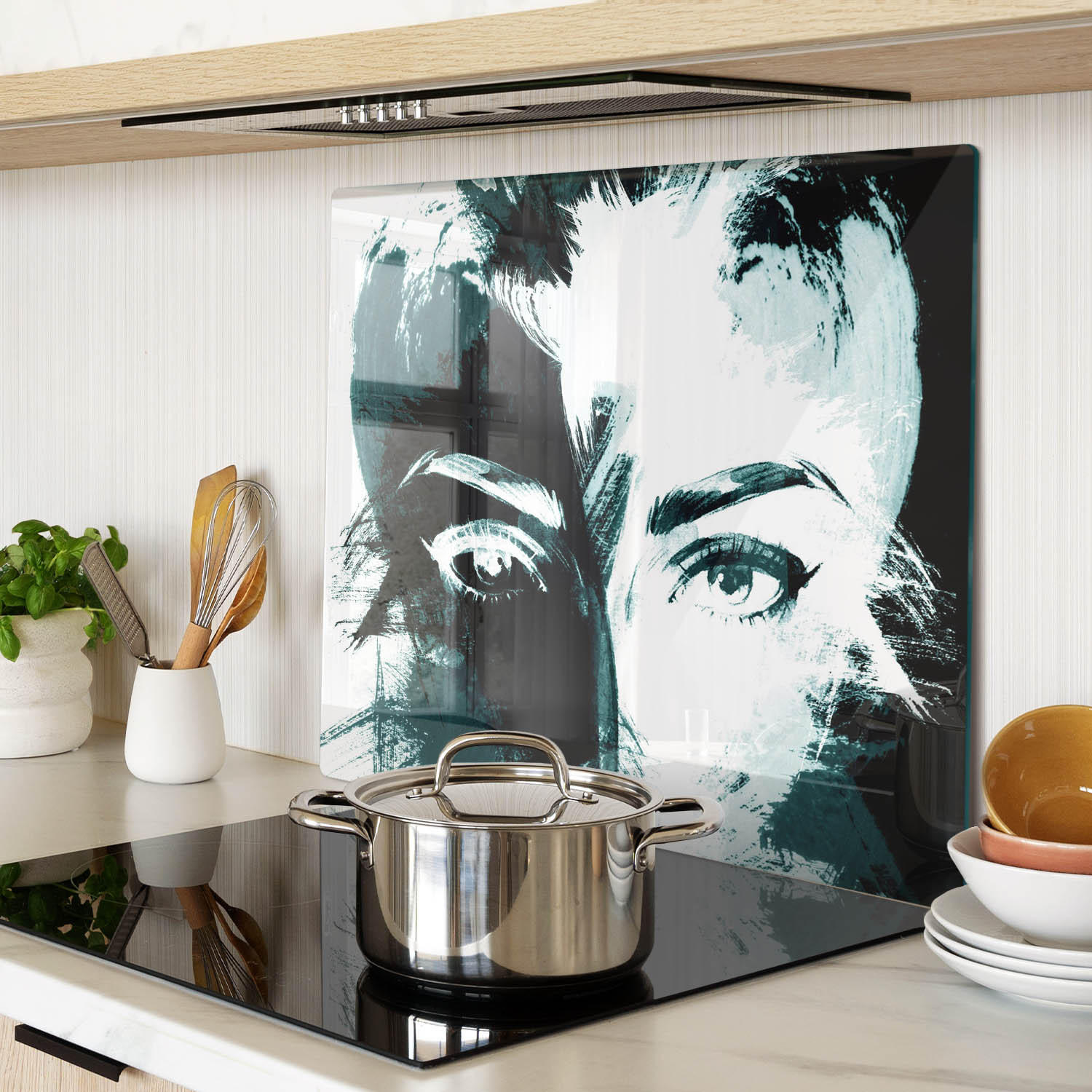 GLASPLATTE 60x52 cm Abstrakte Frau - Schwarz, Glas (60/0.4/52cm) - TULUP