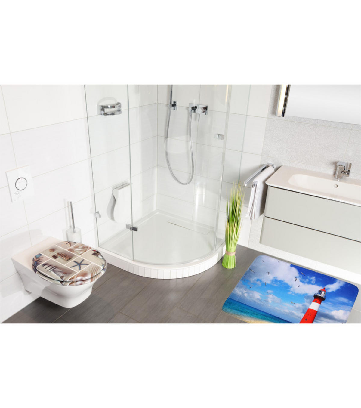 BADTEPPICH Leuchtturm 70 x 110 cm - Blau, Textil (70/110cm) - Sanilo