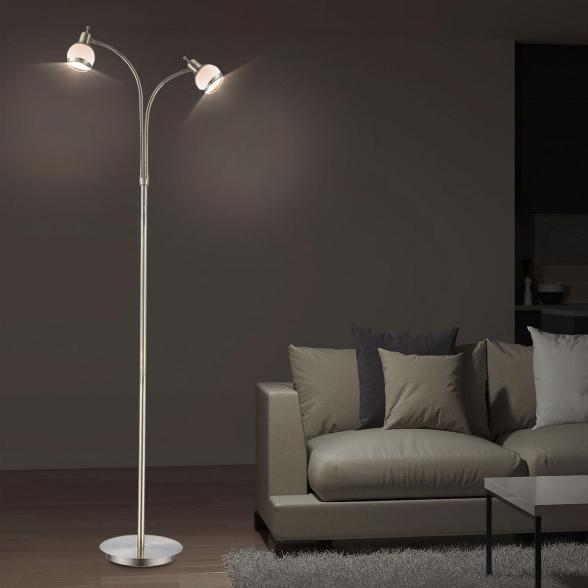 LED STEHLEUCHTE Metall Messing Opal - Messingfarben, Glas/Metall (44/23/155cm)