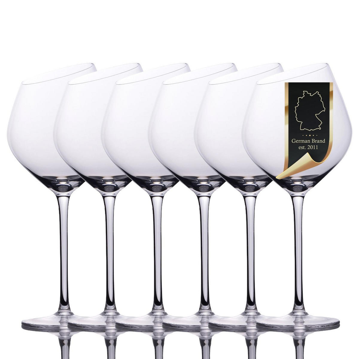 WEIN GLAS SET moderne Kante 470 ml (6er-Set) - Transparent, Glas (0.47L) - Intirilife