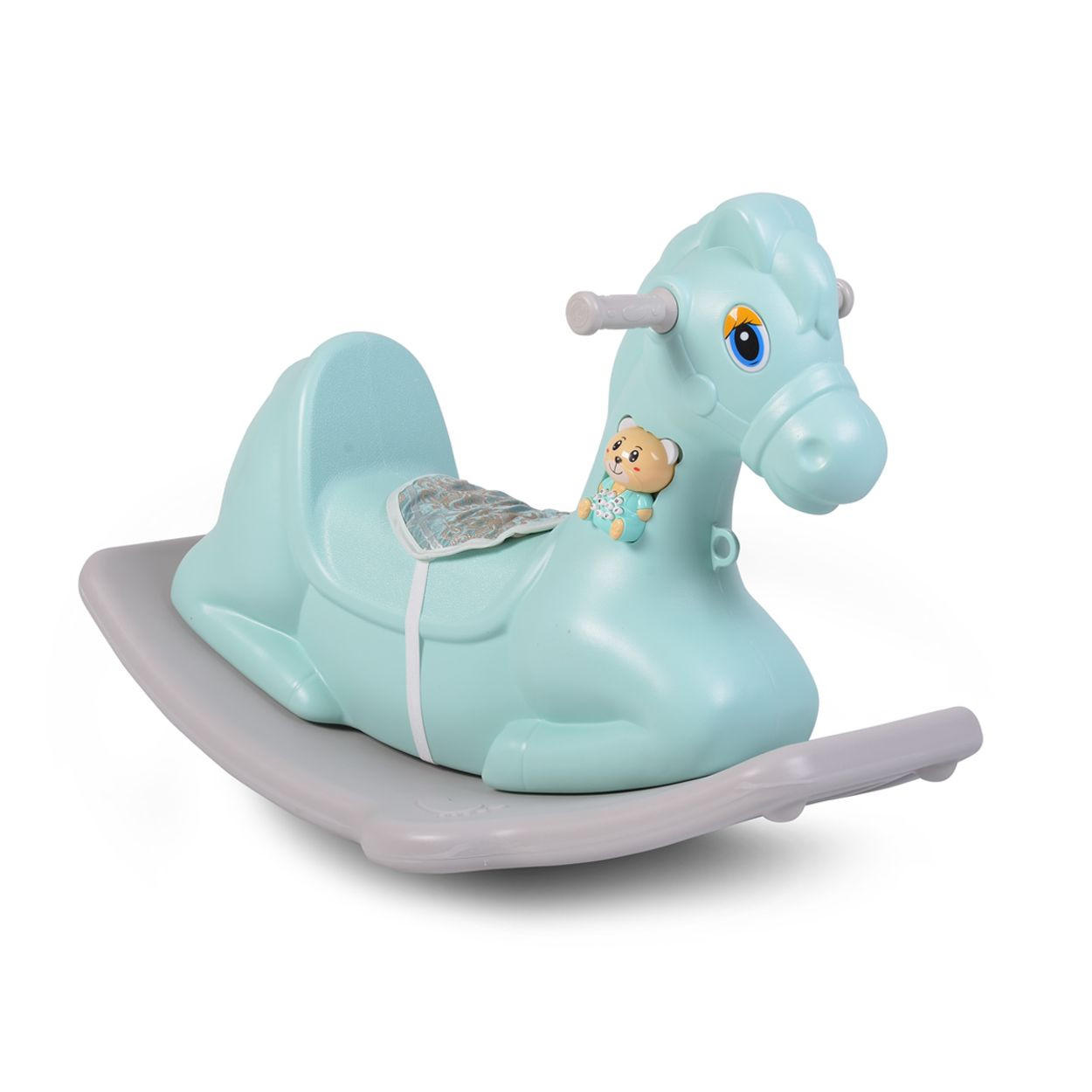 SCHAUKELPFERD Napoleon 18101 blau Kunststoff, breiter ergonomischer Sitz, bis 40 kg, ab 1 Jahr - Grau, Kunststoff (39/50/79cm) - Moni
