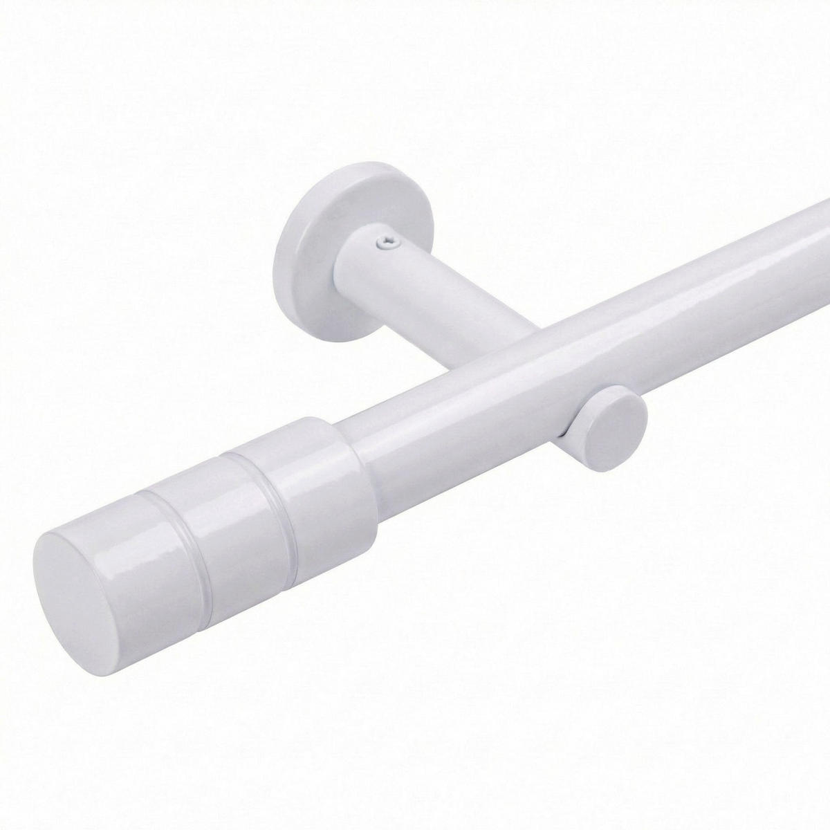 GARDINENSTANGE auf Maß 25mm 1-läufig Weiß mit Zylinder - Serie Style - biela, kov (160cm) - Deco-Raum