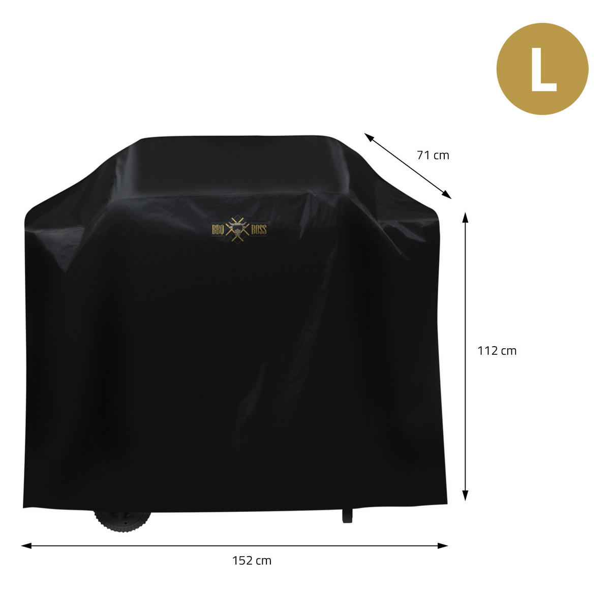 GRILLABDECKUNG - Schwarz, Metall (71/112/152cm) - BBQ Boss