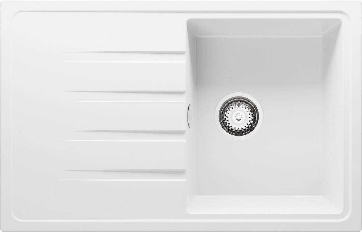 SPÜLBECKEN Mailand, 2-er set Weiß 78/50 cm 1 Becken + Ablauf-Set ab 45er Unterschrank - Chromfarben/Weiß, Kunststoff (78/19/50cm) - Primagran