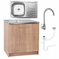 SPÜLUNTERSCHRANK 80cm mit Spüle + Armatur Sonoma Eiche - Sonoma Eiche, Holzwerkstoff (80/81/46cm) - Stamar